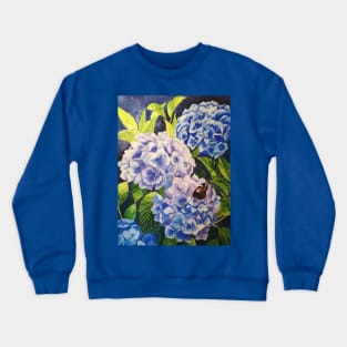 Blue hydrangeas watercolour painting Crewneck Sweatshirt